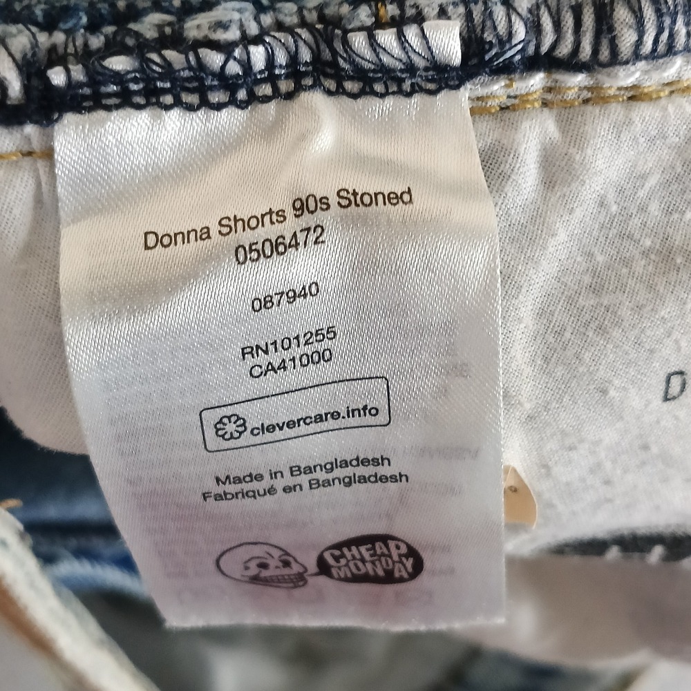 Cheap Monday Donna Shorts 90s Stoned Womens 29 Light Blue Excellent High Rise - Picture 7 of 7